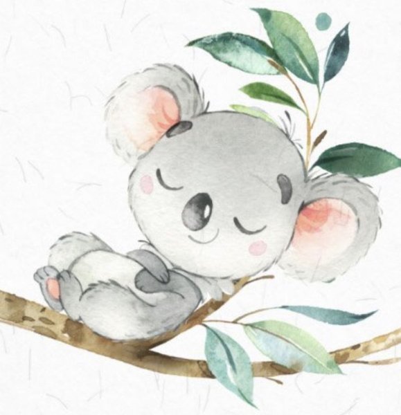 Коала акварелью