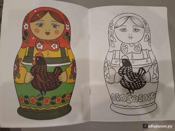 Семеновская Матрешка разукрашка