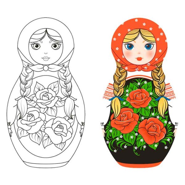 Сергиево-Посадская Матрешка трафареты