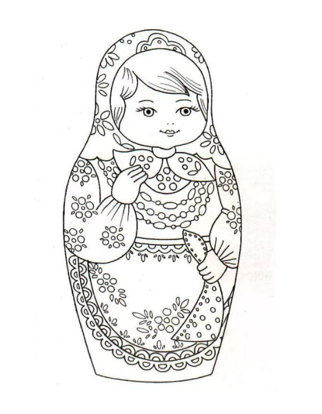 Раскрась матрешку по образцу
