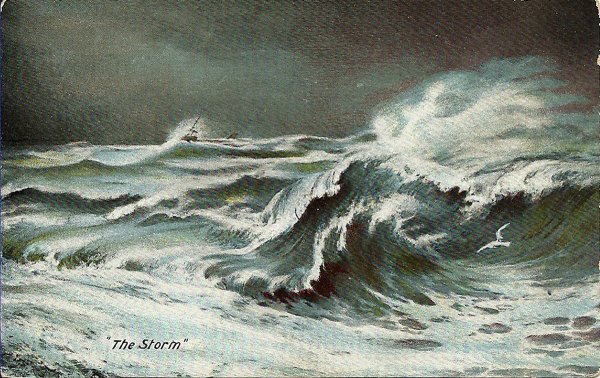 Шторм на море карандашом