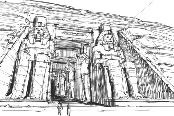 Храм в Фивах Египет черно белая