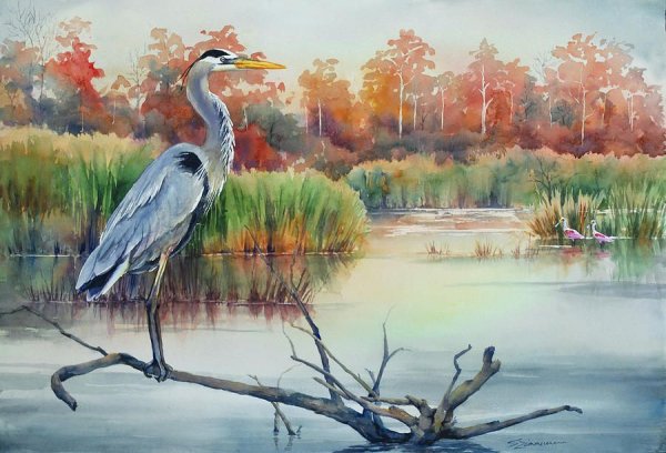 Рисование цапля