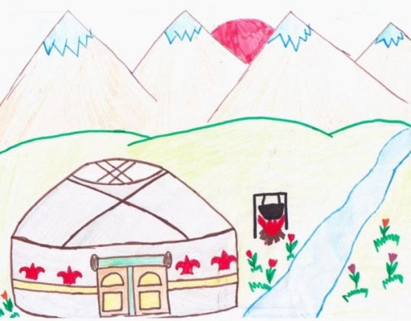 Рисование юрту для детей
