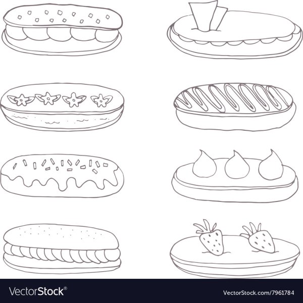 Эклер раскраска для детей