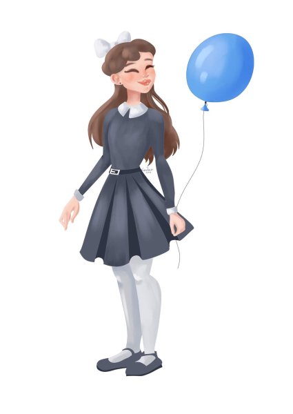 Девочка ученица с цветами