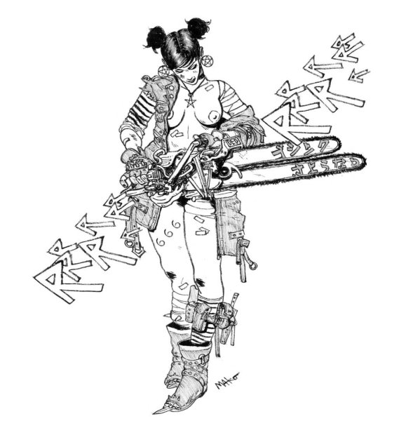 Бензопила тату эскиз