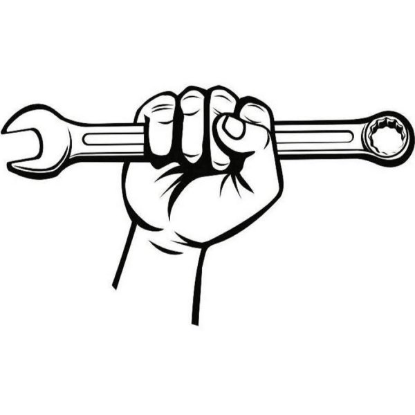 Рука с гаечным ключом вектор