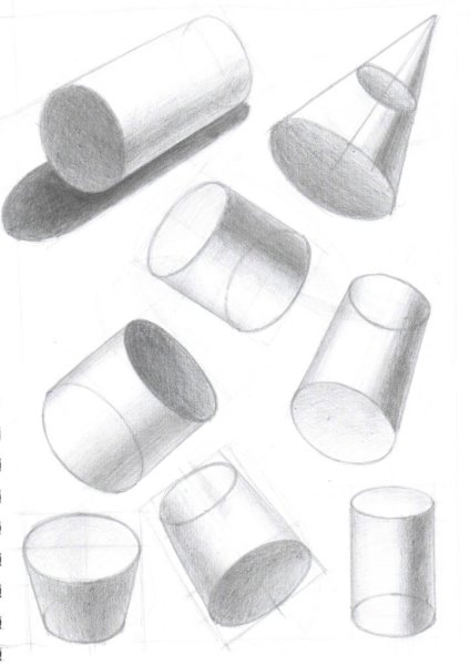 Рисование предметов цилиндрической формы
