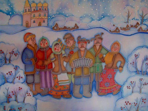 Рождественские гуляния рисунок