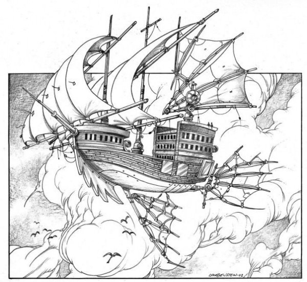 Раскраска "Летучий корабль"