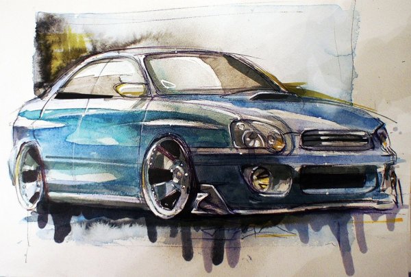 Субару акварелью