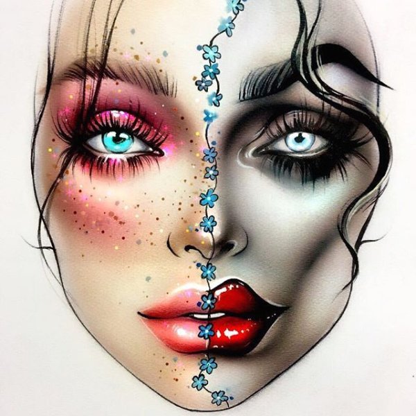 Хэллоуинский грим на лицо