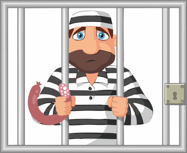 Мультяшный человек за решеткой