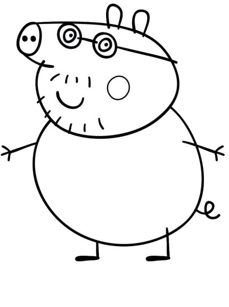 Папа Свин и Свинка Пеппа раскраска