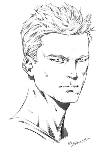 Портрет анфас карандашом