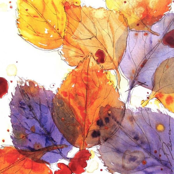 Осенние листья акварель