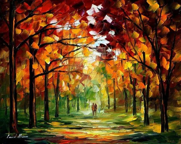 Осенний лес акрилом