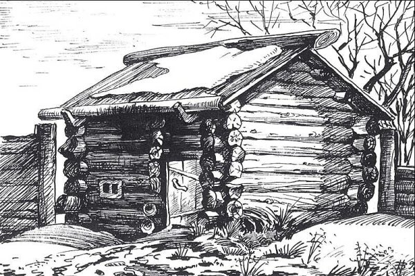 Рисунок русской избы