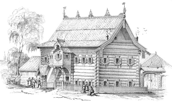 Русская изба рисунок сбоку