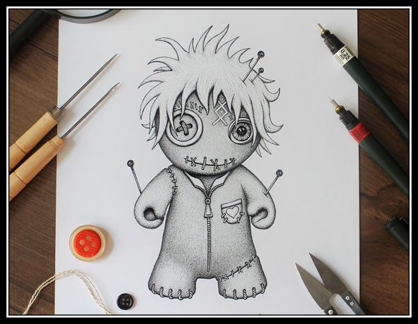 Кукла вуду нарисовать