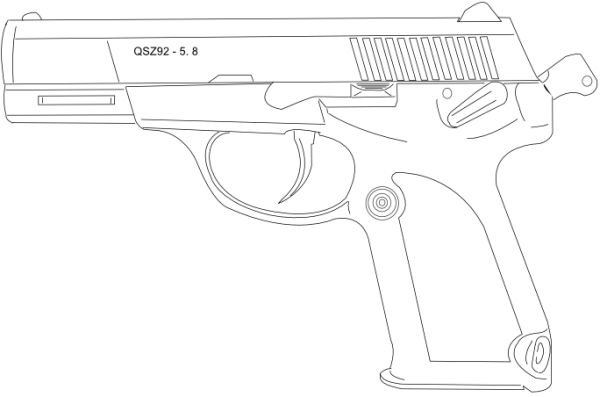 Пошаговое рисование пистолета