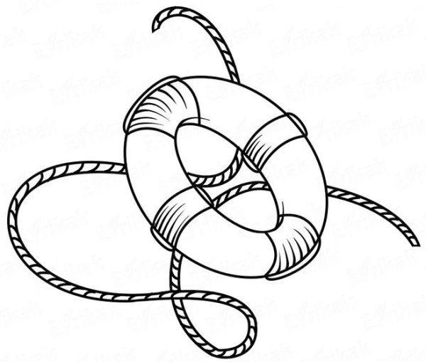 Спасательный круг трафарет