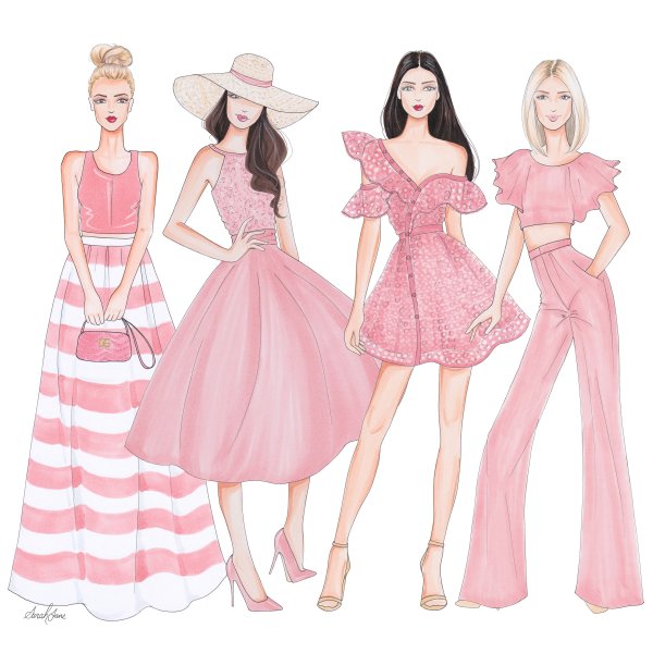 Романтический стиль одежды карандашом