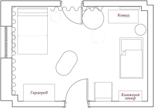 План комнаты чертеж