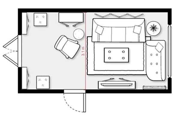 План расстановки мебели в гостиной