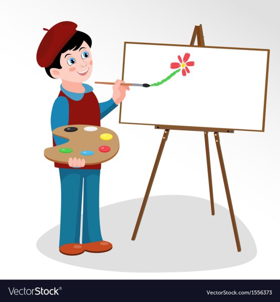 Художник на белом фоне