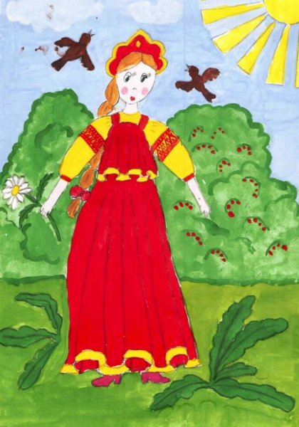 Рисунок русской девушки