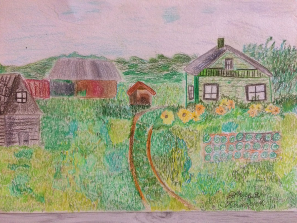 Детский рисунок деревня
