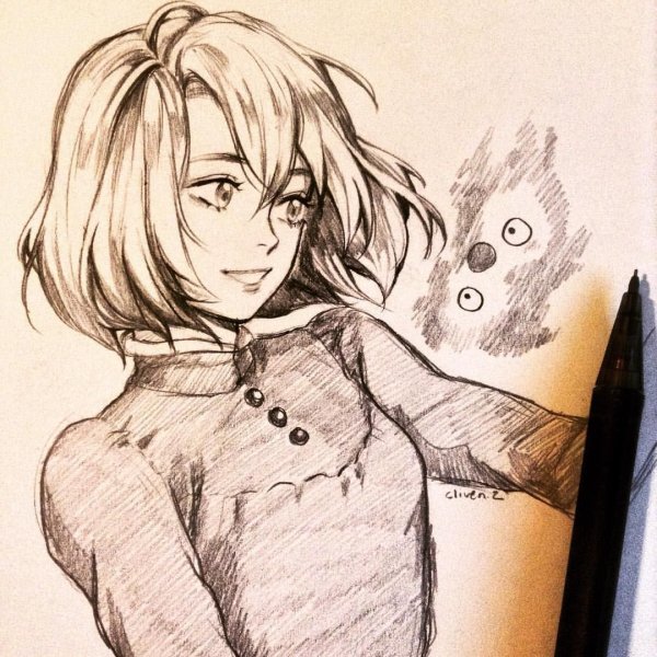 Скетчи аниме Ходячий замок