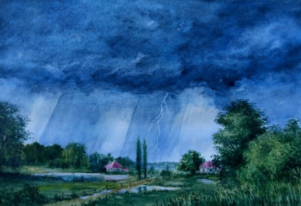 Гроза акварелью