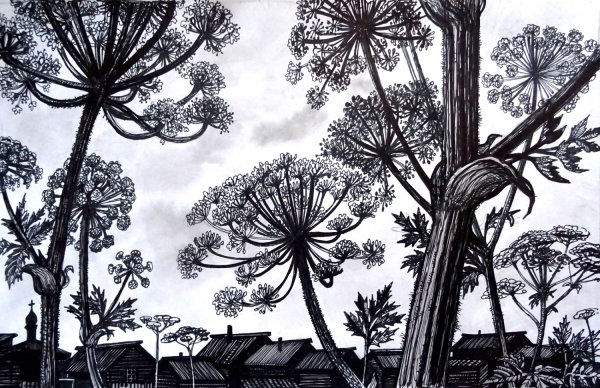 Линогравюра борщевик