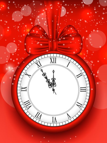 Новогодние часы на прозрачном фоне