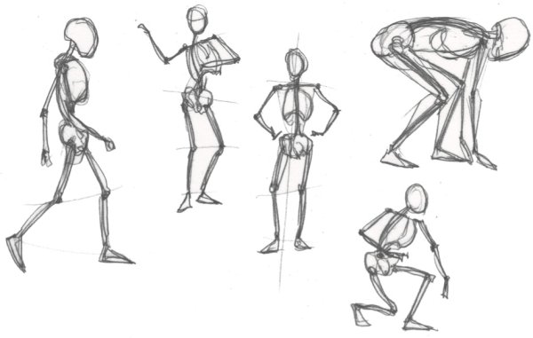 Наброски фигуры человека в движении