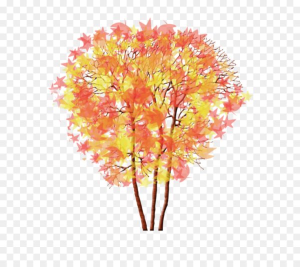 Мультяшное осеннее дерево кусты