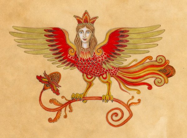 Сирин, алконост, Гамаюн и Феникс