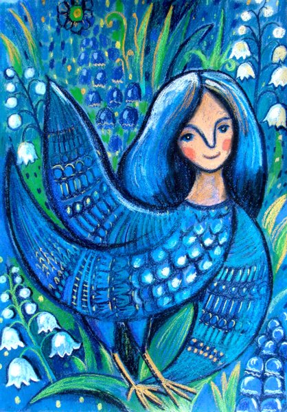 Птица Сирин гуашь