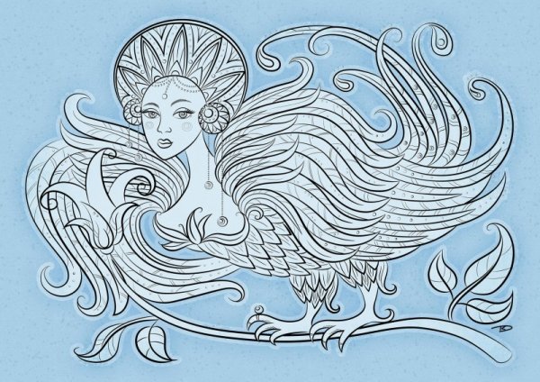 Птица Сирин лубок