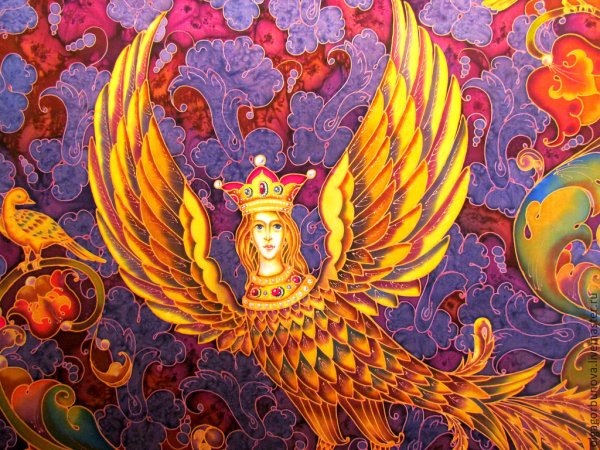 Пермогорская роспись птица Сирин раскраска