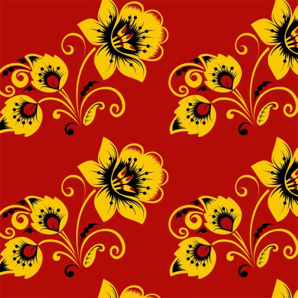 Хохломская роспись на Красном фоне