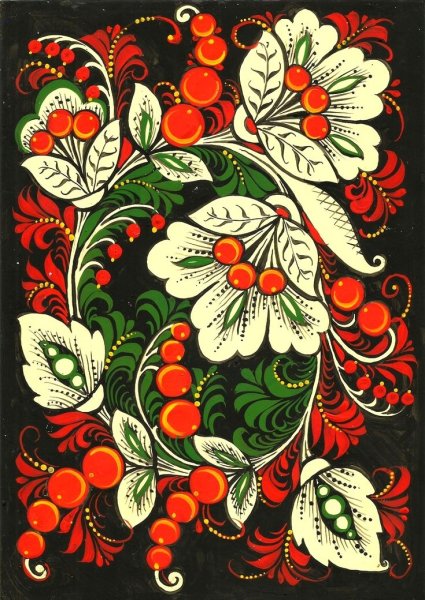 Хохломская роспись верховая роспись