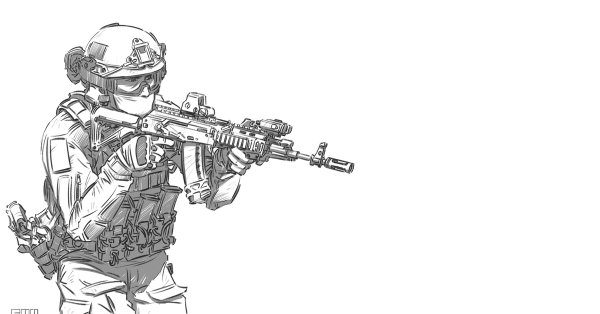 Солдат США на белом фоне