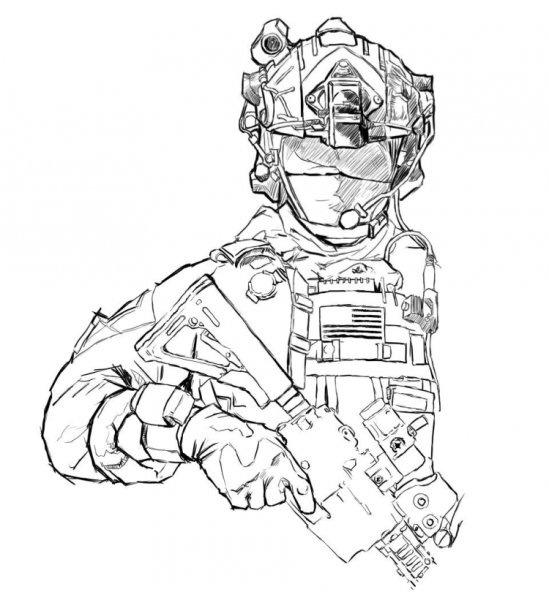 Нарисовать спецназовца