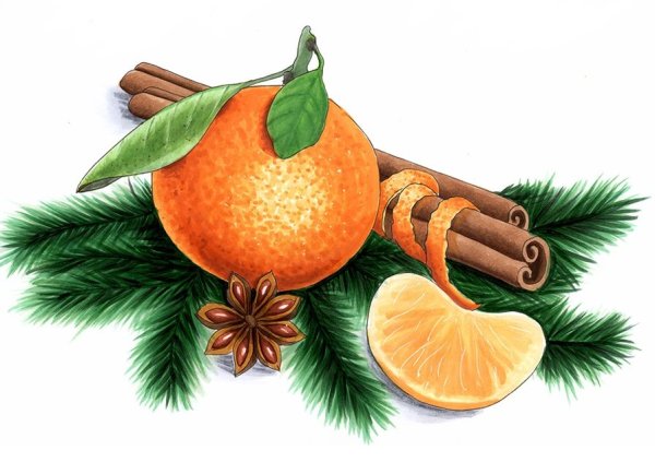 Новогодние открытки акварелью