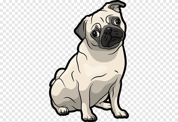 Мопс контур сбоку вектор