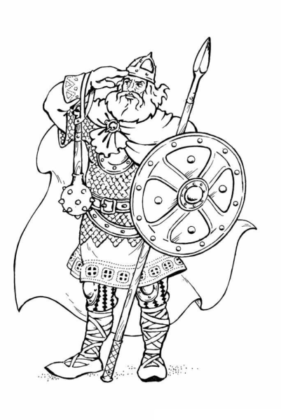 Богатырь раскраска для детей